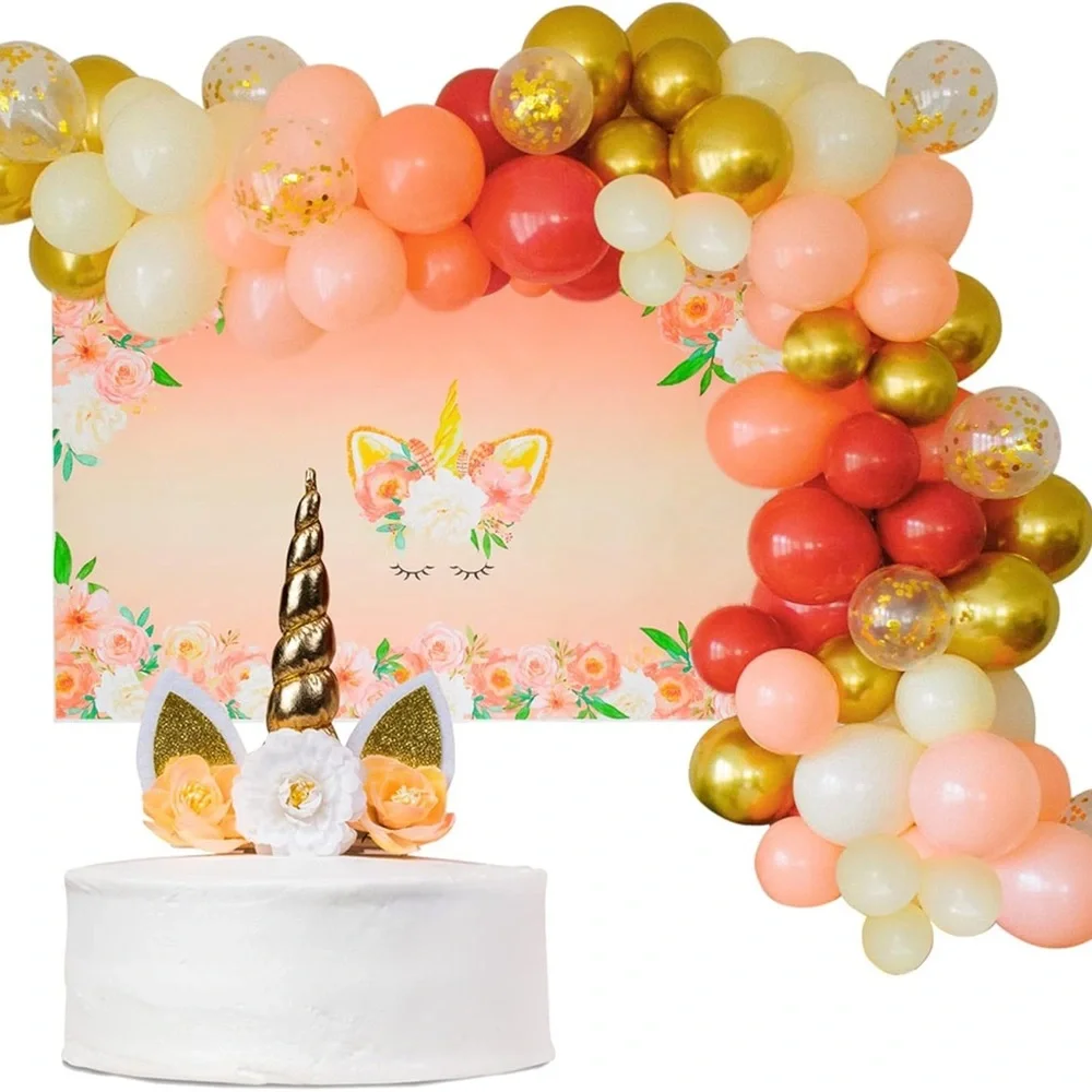 NWT Boho Unicorn Party Decorations Cake Topper - Background - Balloon Arch Decor